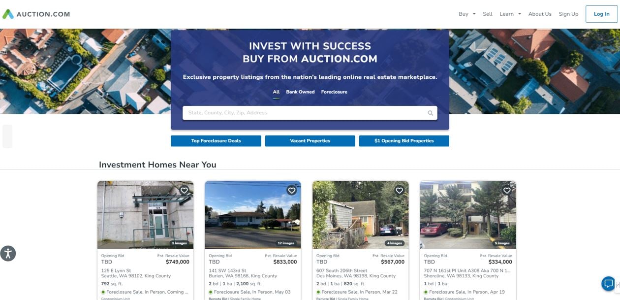 Fix and Flip Financing to Acquire Auction.com Listings